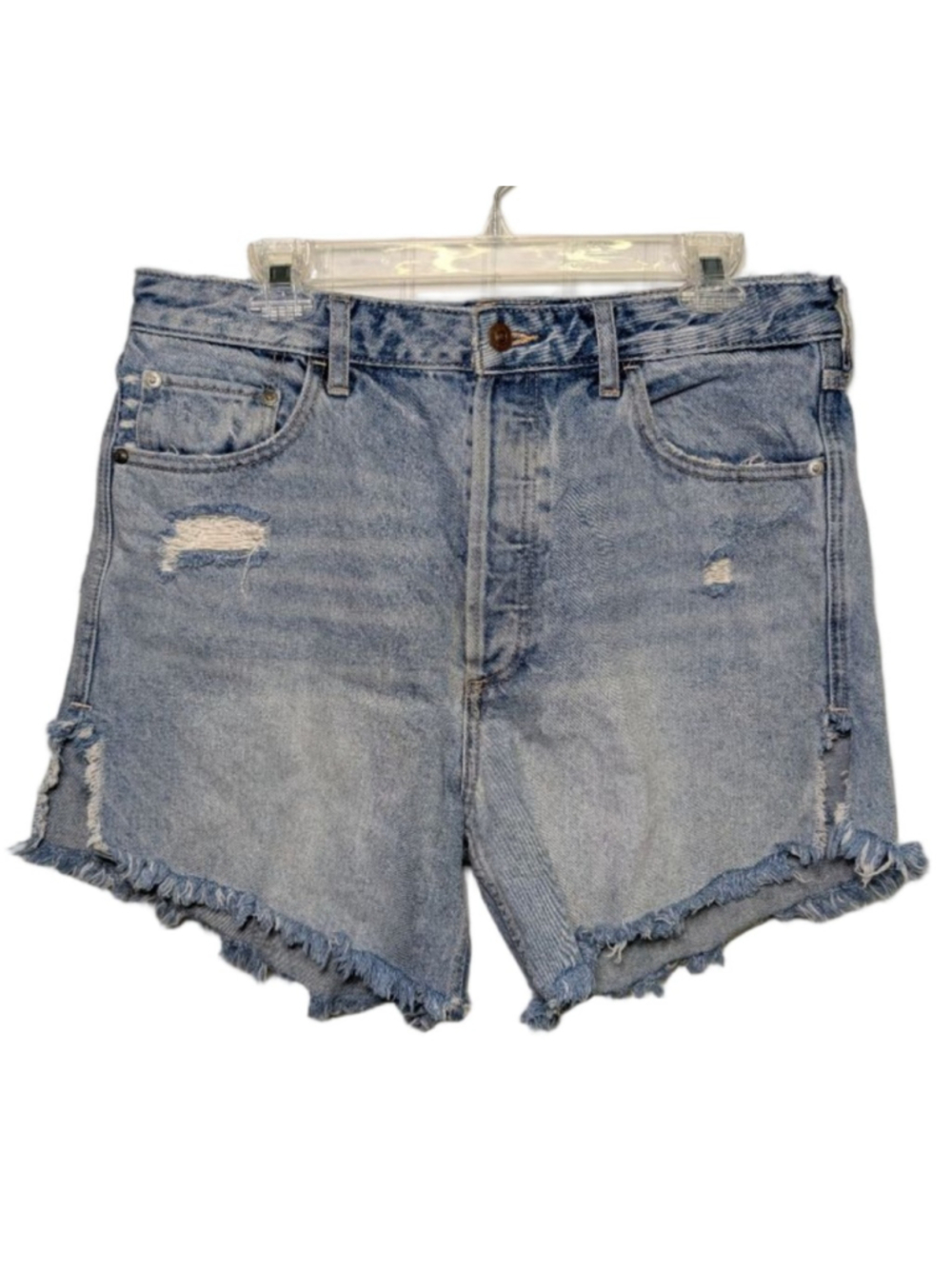 We The Free Free People Distressed Denim Shorts Size 29 Button Fly Raw Hem Cutof